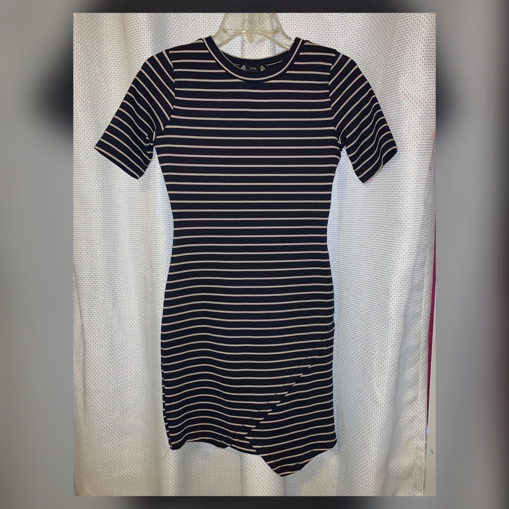 Stripe Navy & Tan Dress